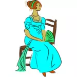 Lady sitting with fan vector clip art