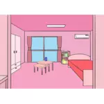 矢量绘图的粉红色的房间，从门