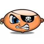 Vecteur, dessin d'emoticon verre-style de caractère pirate en colère