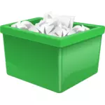 Caja de plástico verde lleno de arte de papel vector clip