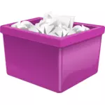 Fioletowy plastikowe pudełko wypełnione papieru wektorowa