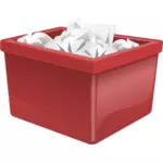 Červený plastový box s papíru Vektor Klipart