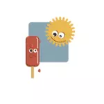 Popsicle और सूर्य वेक्टर ड्राइंग