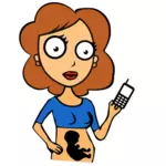Gravid dam med mobil