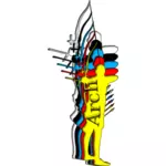 Vector image of archer man silhouette in multiple colors