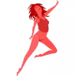 القفز فتاة حمراء