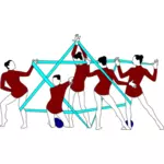 Clip art of rhythmic gymnastics performers with ribbon