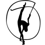 Gimnast ritmic cu panglică vector imagine