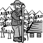 Clipart starego człowieka kijem Pasterza