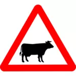 Векторное изображение крупного рогатого скота на дороге roadsign