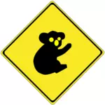 Koala sulla strada vettoriale cartello stradale