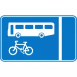 Bus and bicycle lane information traffic sign vector image