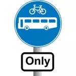 Autobusy i rowery tylko informacje o ruchu znak grafika wektorowa
