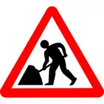Digging roadworks ahead warning sign vector drawing