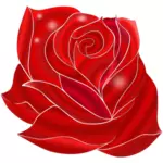 Ilustrace kvetoucí bohaté červené růže