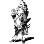 Векторный рисунок жира шикарный мужчина в костюме с большой нос