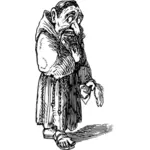 Vector graphics of poor beggar man caricature