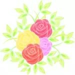 色のバラ花束
