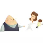 Komische Cartoon Abbildung einer Familie mit einem Kind