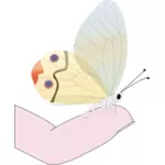 Motýl na prstu vektorové kreslení