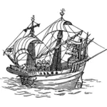 Tekening van een oude schip