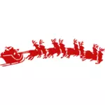 Noel Baba'nın kızağı kırmızı siluet