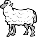 Clip-art vetor da arte de linha, de simples ovelhas