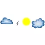 갈매기 태양과 구름 벡터 이미지