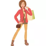 Caricatura de chica de compras