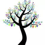 Árvore com corações coloridas