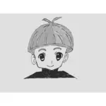 Vector illustraties van kleine manga jongen tekening