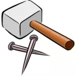 Hammer und Nägel Vektor Zeichnung