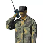 Soldat med walkie-talkie radio vektorbild