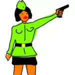 Kvinnelig soldat karikatur