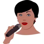 Vektor illustration av kvinna med mikrofon