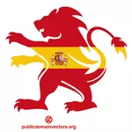 Hiszpańską flagę wewnątrz lew sylwetka