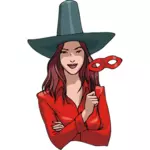 Femme en dessin vectoriel de costume sorcière