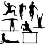Gambar vektor siluet latihan olahraga