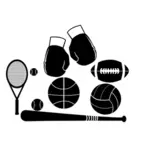 Vector illustraties van selectie van sportartikelen