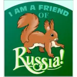 Vector de dibujo de ardilla roja en cartel de Rusia