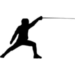 Vector silhouette of a fencer