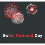 Día Nacional de Suiza fuegos artificiales signo vector imagen prediseñada