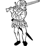 Prajurit abad pertengahan dengan pedang