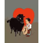 Black sheep and kid