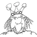 Sulky looking king face with crown vector illustration
