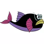 Schwarzer Fisch mit Schnurrbart-Vektor-Bild