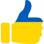 Pulgar arriba y símbolo ucraniano