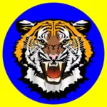 Тигр, синий на желтый стикер векторное изображение