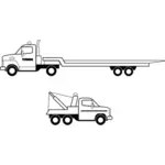Tow vrachtwagens vector lijntekeningen