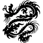 एशियाई ड्रैगन मोनोक्रोम कला
